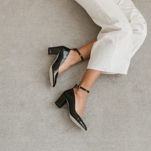 Jonak patent black leather heeled Mary Janes